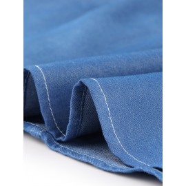 Plus Size Chambray Tops for Women Sleeveless Button Work Shirts Chambray Blouses Summer