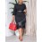 Plus Size Fringe Hem Bodycon Dress, Elegant 3/4 Sleeve Midi Dress For Spring & Fall, Women's Plus Size Clothing