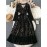 Stylish Long Sleeve Solid Color Contrast Lace Plus Size Women's Dress