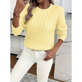 Plus Size - Plus Size, Plus Size Women'S Elegant Solid Color Round Neck Sweater - Turquoise All-Season Layering Essential, Soft Durable Fabric, Versatile Casual & Formal Wear, Cute Style, Comfort Fit, Classic Design, Fashion Pullover for Office Outfits