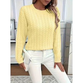 Plus Size - Plus Size, Plus Size Women'S Elegant Solid Color Round Neck Sweater - Turquoise All-Season Layering Essential, Soft Durable Fabric, Versatile Casual & Formal Wear, Cute Style, Comfort Fit, Classic Design, Fashion Pullover for Office Outfits