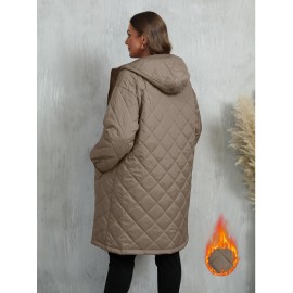 Plus Size, Women's Oversized Elegant Hooded Full-Zip Windproof Winter Coat - Heavy-Duty Warm Outer Jacket with Full-Length Zipper, Machine Washable & All-Season Pockets - Navy Blue/Black/Other Colors Available - Plus Size Available - Stylish Winter Outerwear with Hood, Solid Color Design, and Functional Pockets for Casual or Formal Wear, Plus Size Winter Jacket for Women, Winter Clothes for Women Plus Size, Jacket for Women Winter, Women Winter Jacket Plus Size,