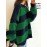 Plus Size - Plus Size, Women'S Plus Size Sweater - Green & Navy Blue Color Block, Loose Fit Long Sleeve Pullover Sweater for Fall/Winter, Non-Stretchy Sweater for Everyday & Formal Outfits - Elegant Women'S Sweater, Winter Wardrobe, Drop Shoulder Design, Cozy Material, Stylish Knitwear, Casual Wear, Green And Black/red Striped Sweater For Women, Crossover Sweater For Women